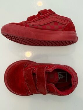 Vans toddler 5 Red Velcro Checkerboard Skate Sneakers